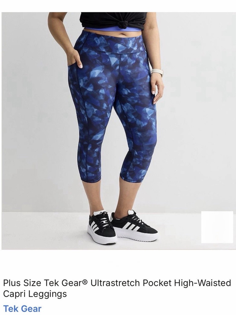 Womens Plus 1X Tek Gear Dry-Tek Capri
Workout Leggings NWT Pockets Capri Blue